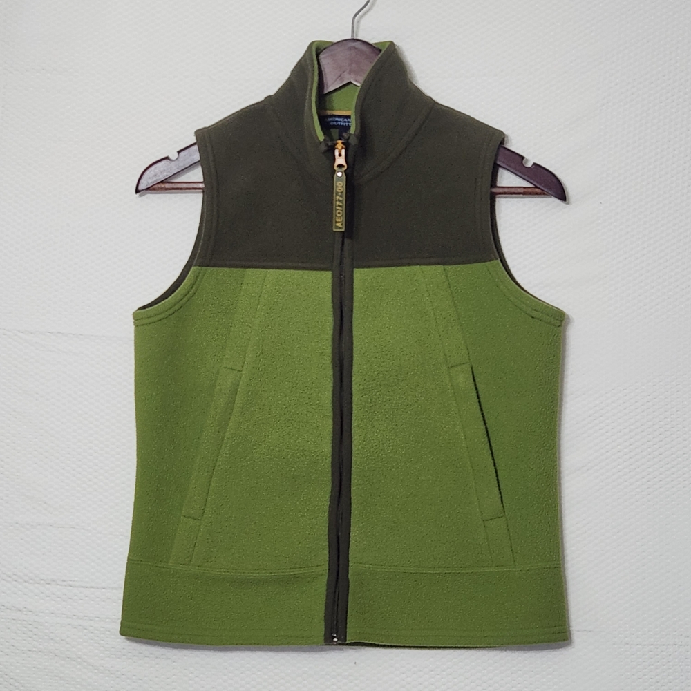 American Eagle Outfitters Womens Small 2 Tone Green Fleece Full Zip Vest